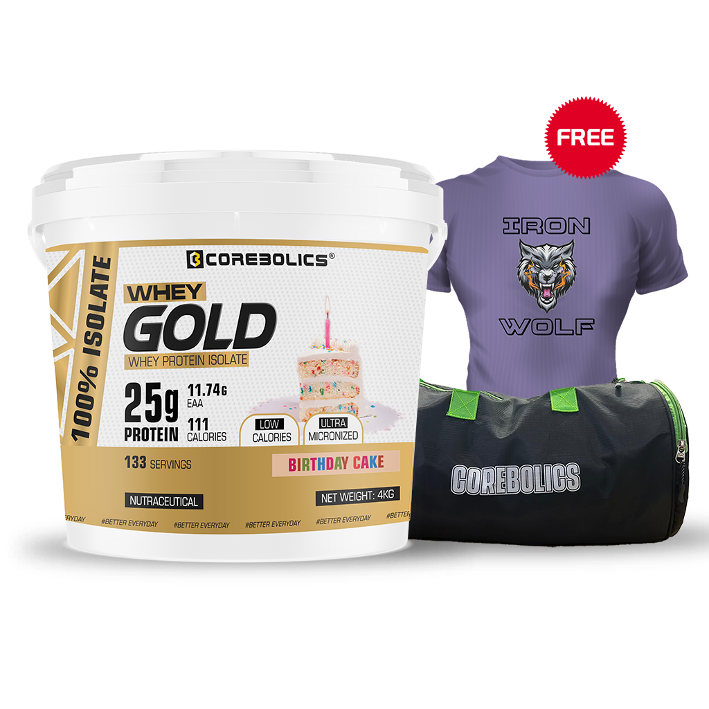 Corebolics Whey Gold - Isolate Protein(4 kg, 133 Servings)