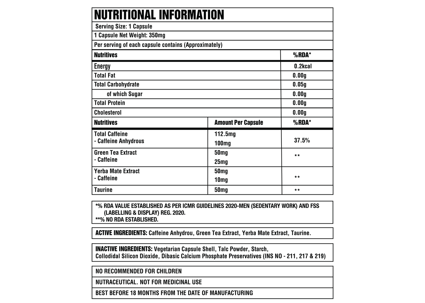 Corebolics Caffeine (Energy And Focus)