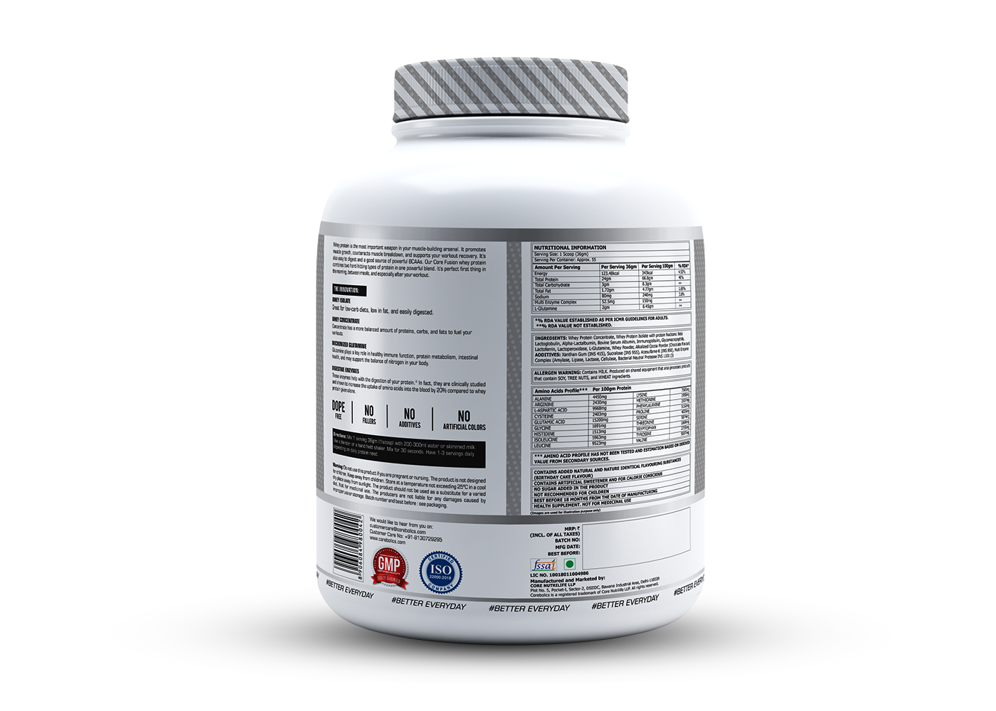 COREBOLICS CORE FUSION WHEY PROTEIN ( 2KG , 55 SERVINGS ) FREE T-Shirt