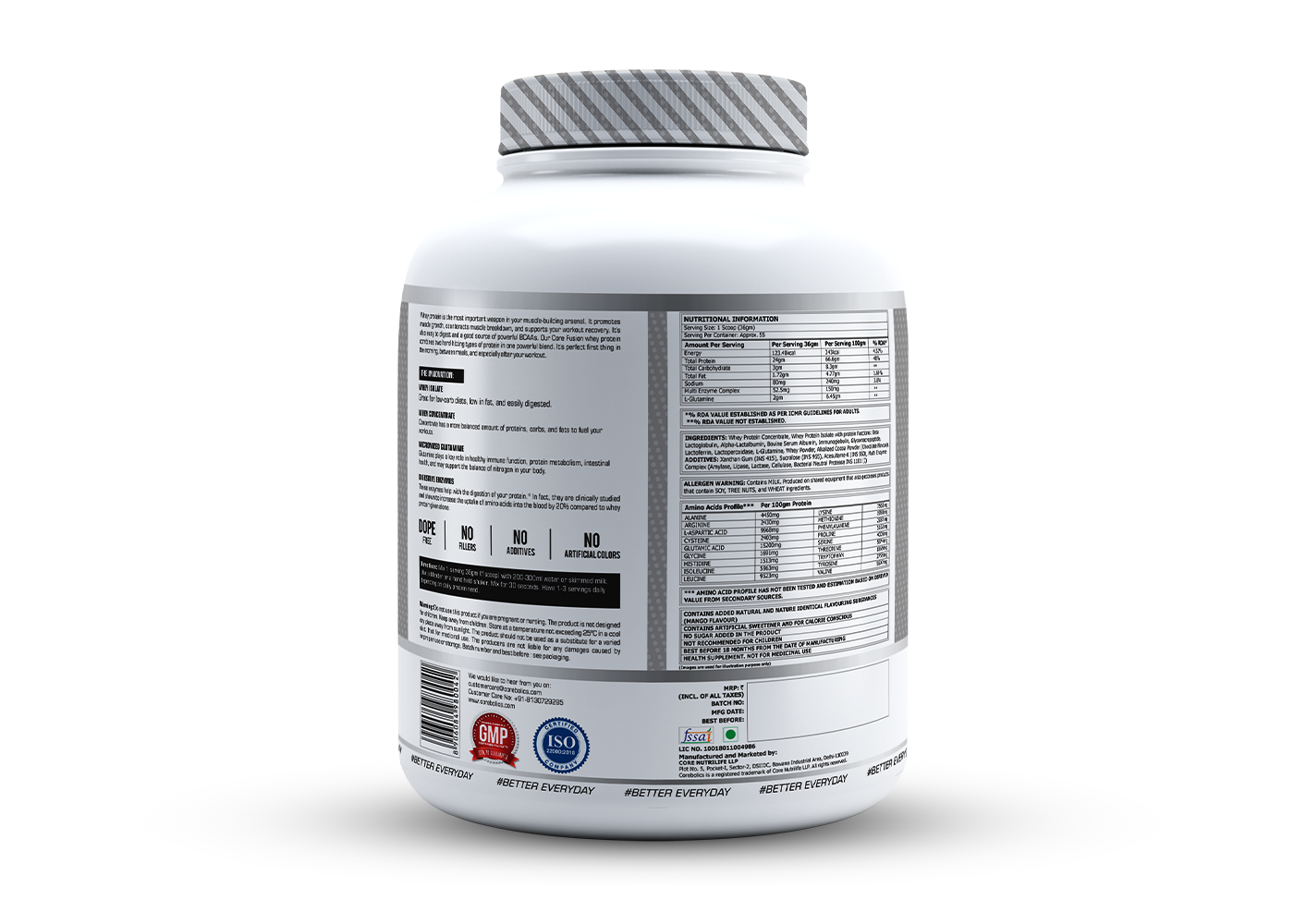 COREBOLICS CORE FUSION WHEY PROTEIN ( 2KG , 55 SERVINGS ) FREE T-Shirt
