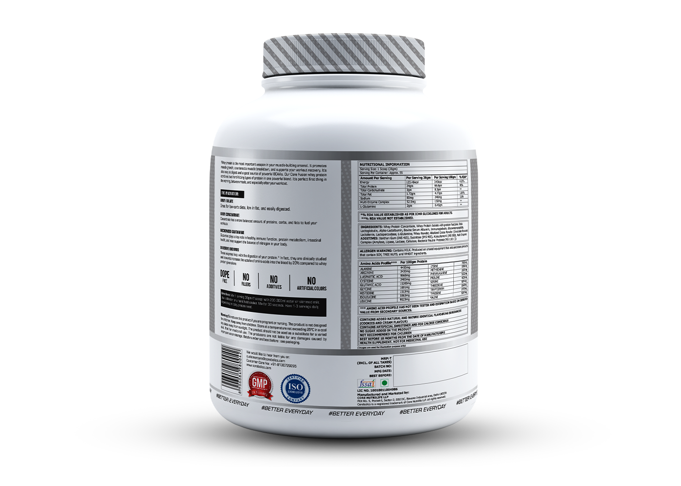 COREBOLICS CORE FUSION WHEY PROTEIN ( 2KG , 55 SERVINGS ) FREE T-Shirt