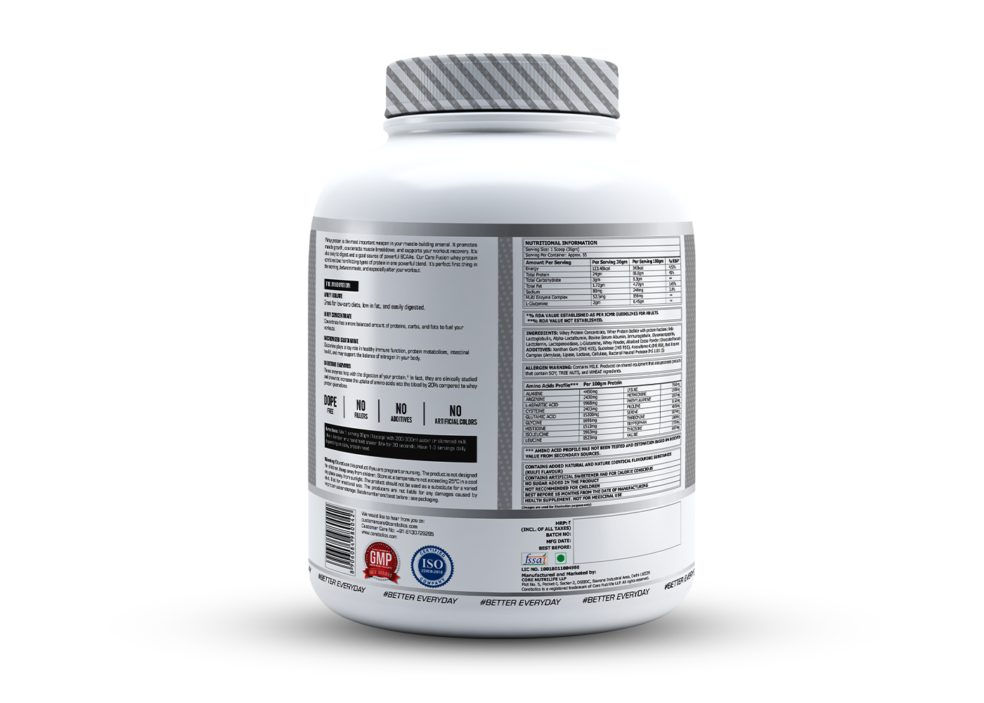 COREBOLICS CORE FUSION WHEY PROTEIN ( 2KG , 55 SERVINGS ) FREE T-Shirt