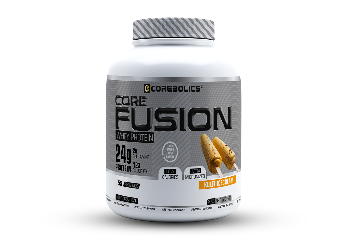 COREBOLICS CORE FUSION WHEY PROTEIN ( 2KG , 55 SERVINGS ) FREE T-Shirt