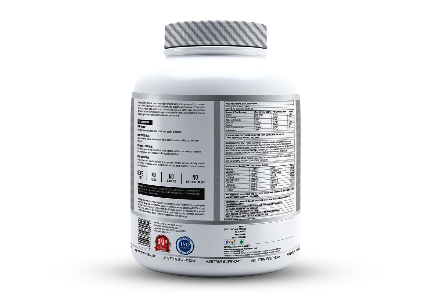 COREBOLICS CORE FUSION WHEY PROTEIN ( 2KG , 55 SERVINGS ) FREE T-Shirt