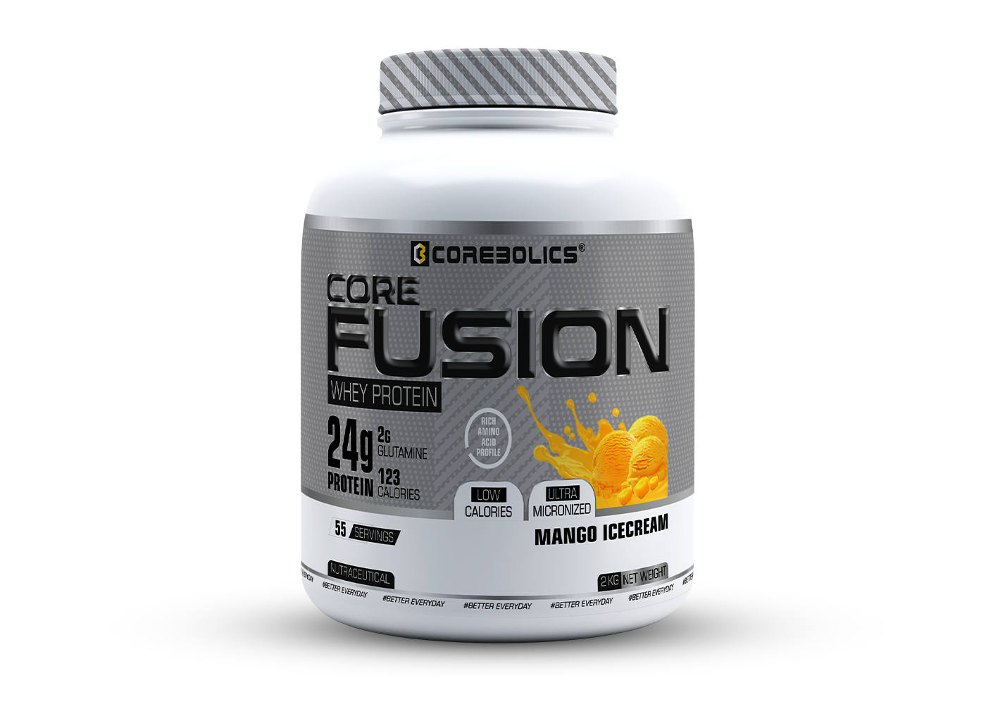COREBOLICS CORE FUSION WHEY PROTEIN ( 2KG , 55 SERVINGS ) FREE T-Shirt