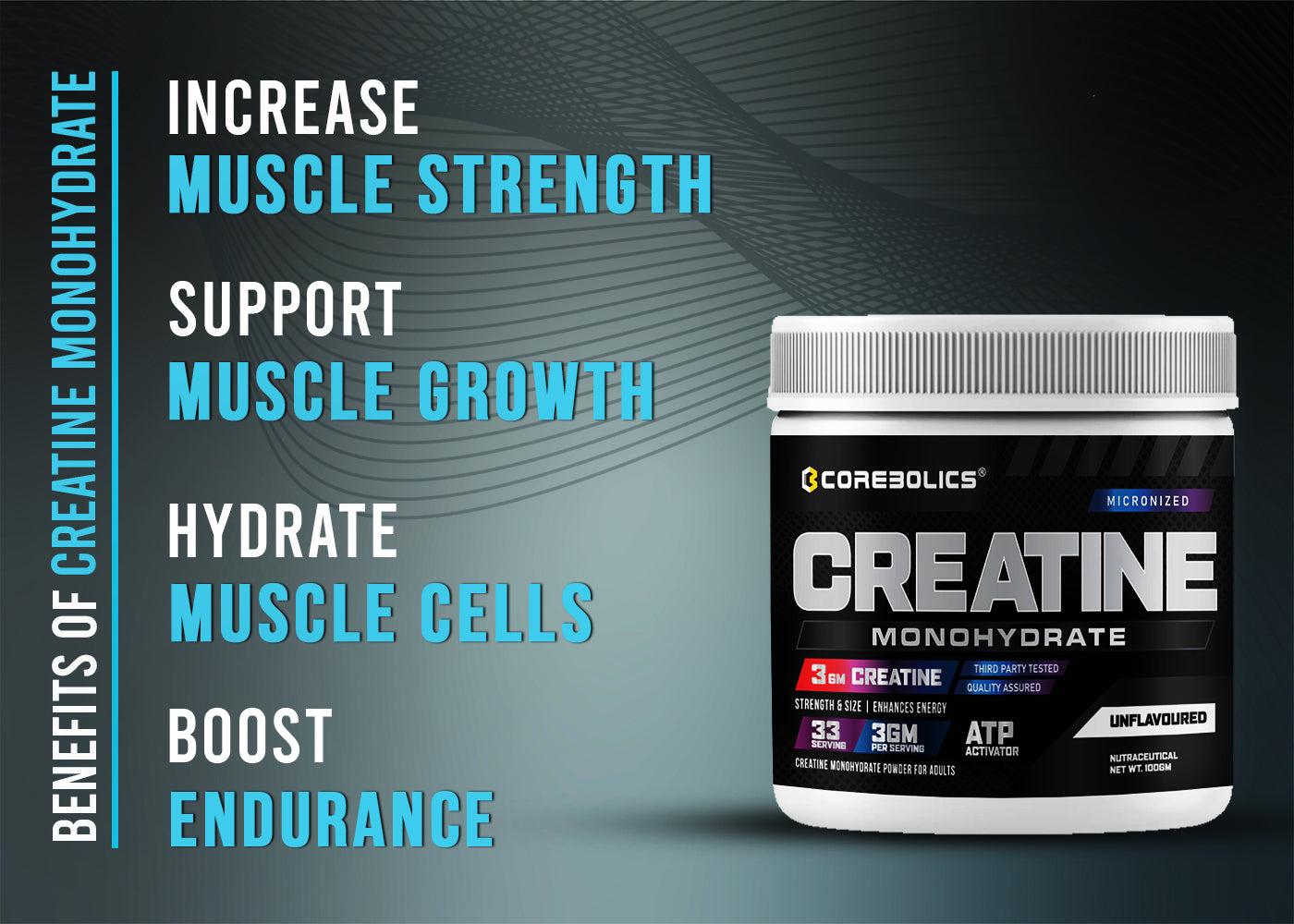 Corebolics creatine monohydrate 100gm