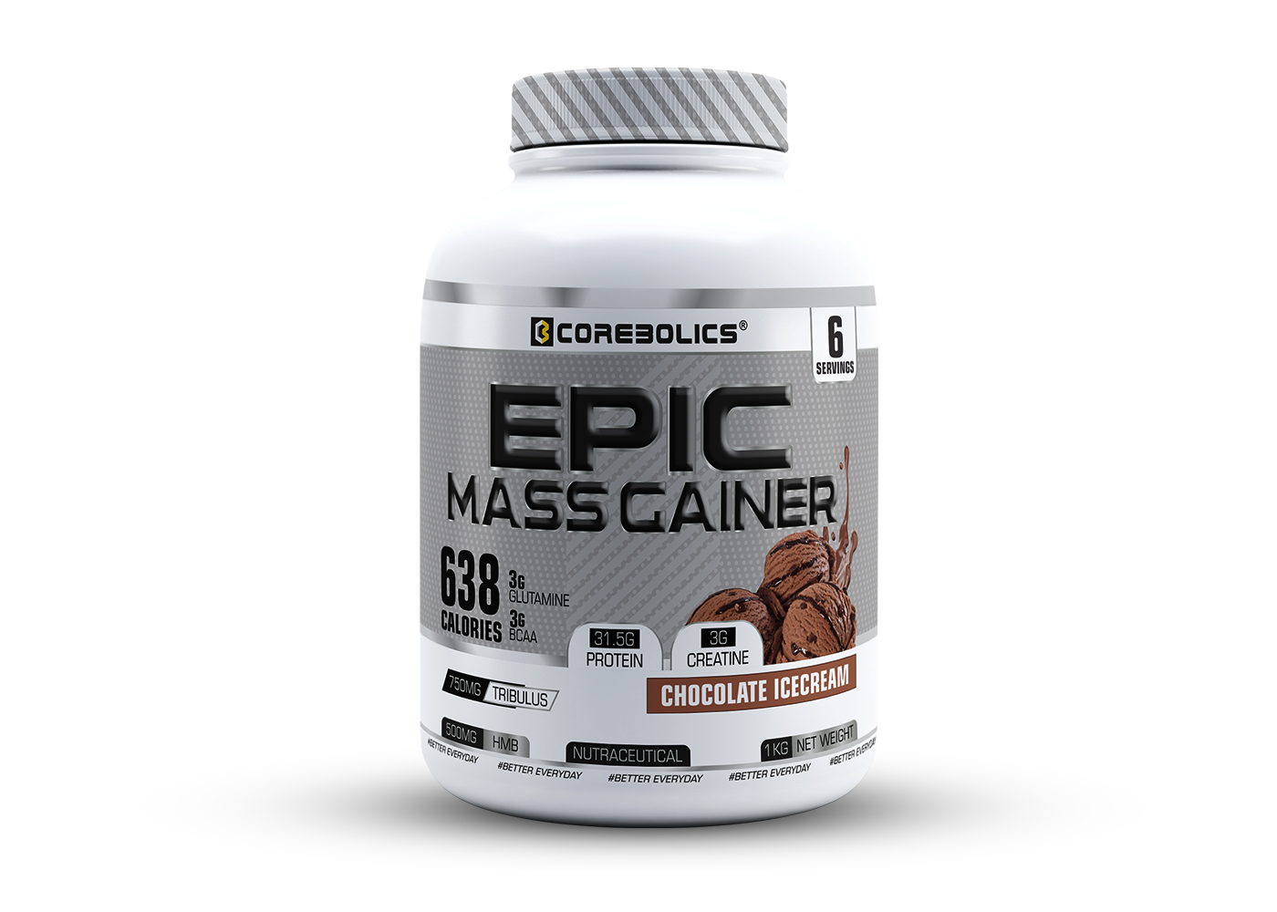 Corebolics Epic Mass Gainer (1 kg, 18 Servings) + Free Protein Bar
