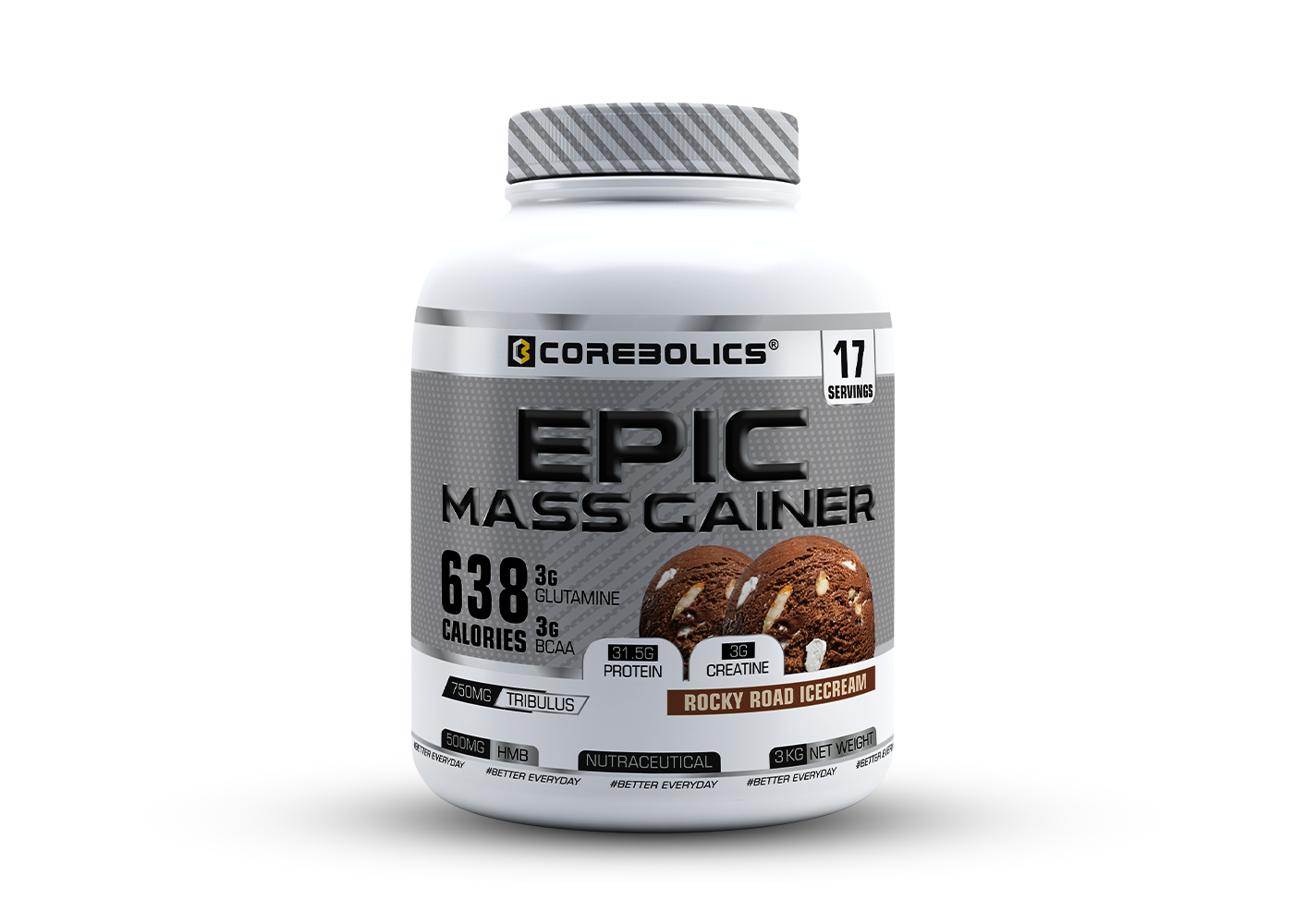 Corebolics Epic Mass Gainer(3 kg, 37 Servings) + Free GYM Bag & Protein Bar
