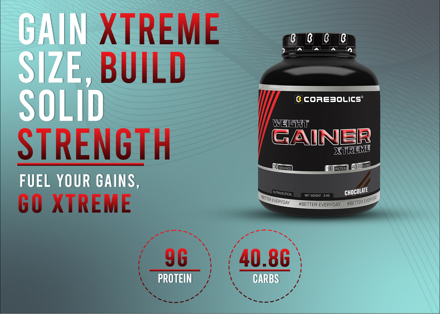Corebolics Weight Gainer Xtreme ( Chocolate, 1 kg, 16 Servings )