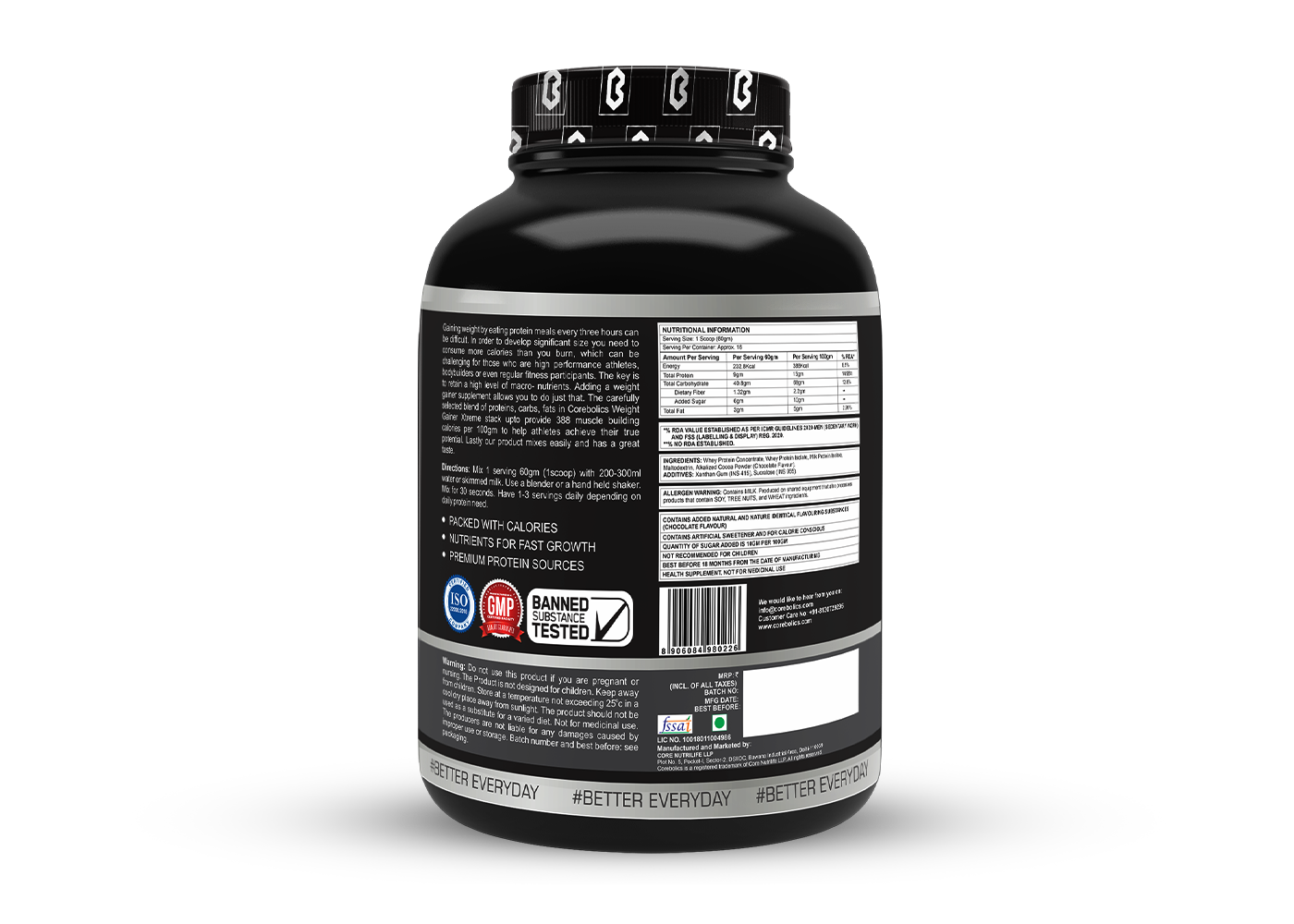 Corebolics Weight Gainer Xtreme ( Chocolate, 1 kg, 16 Servings )