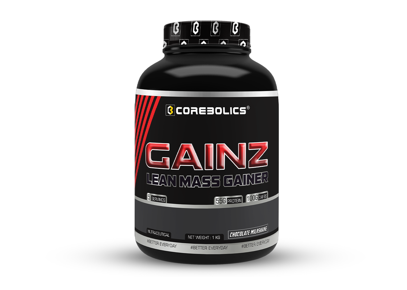 Corebolics Gainz - Lean Mass Gainer (1 kg, 5 Servings) + 150g Creatine free