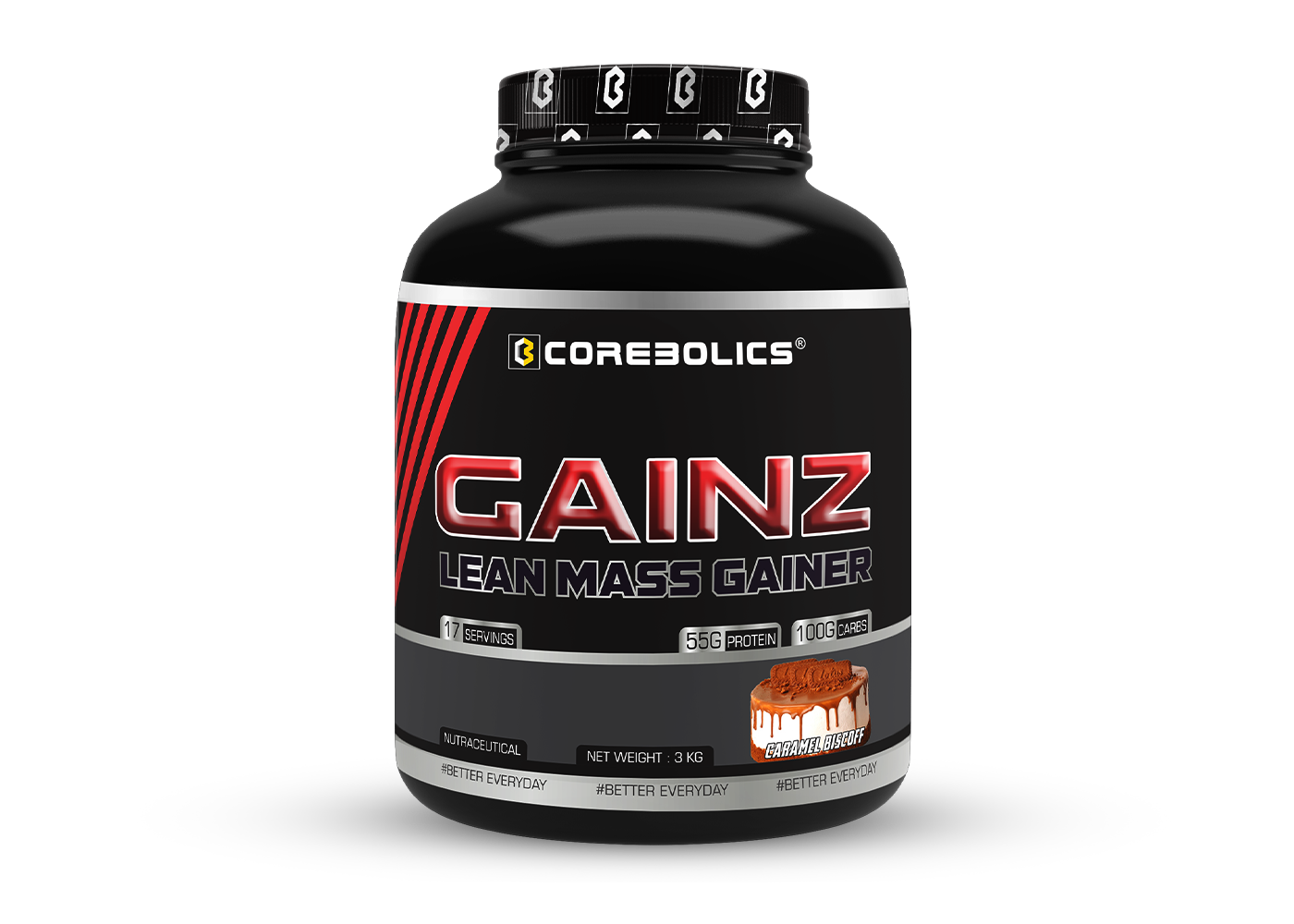 Corebolics Gainz - Lean Mass Gainer ( 3 kg, 17 Servings )