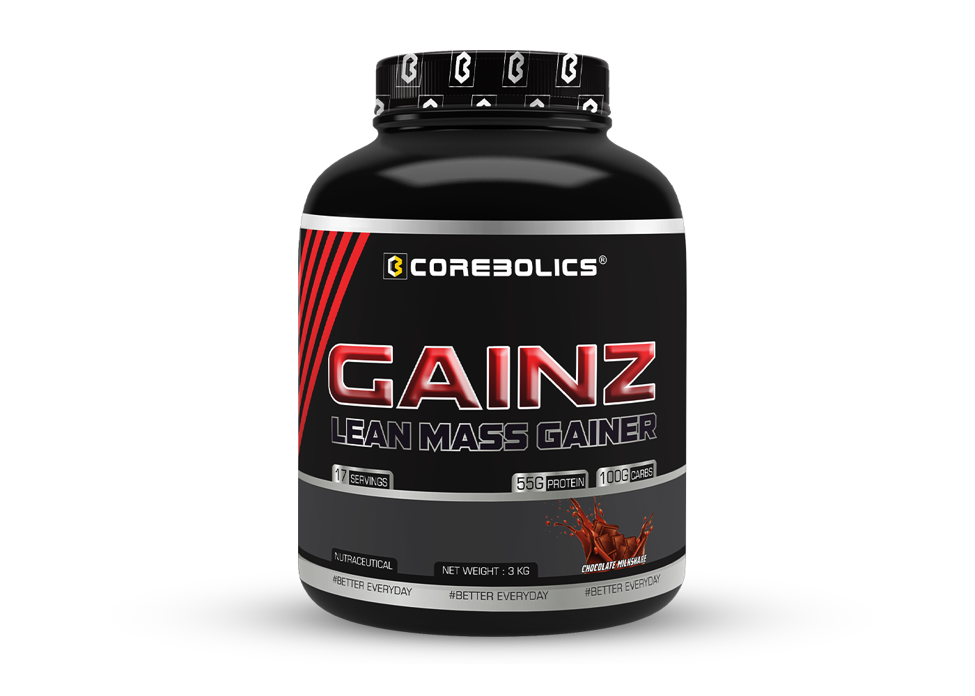 Corebolics Gainz - Lean Mass Gainer ( 3 kg, 17 Servings )