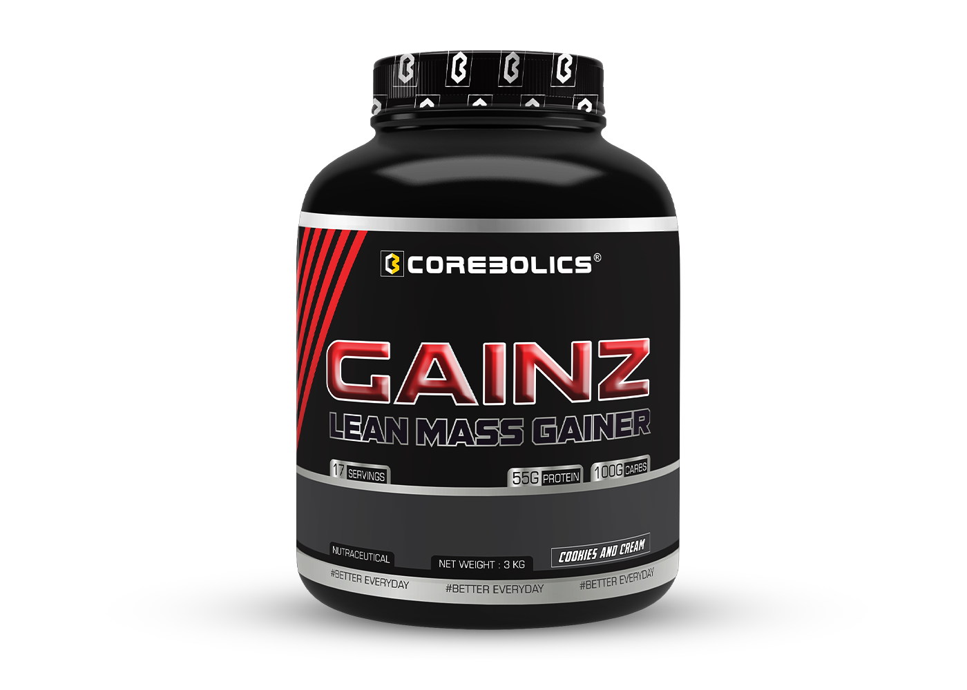 Corebolics Gainz - Lean Mass Gainer ( 3 kg, 17 Servings )