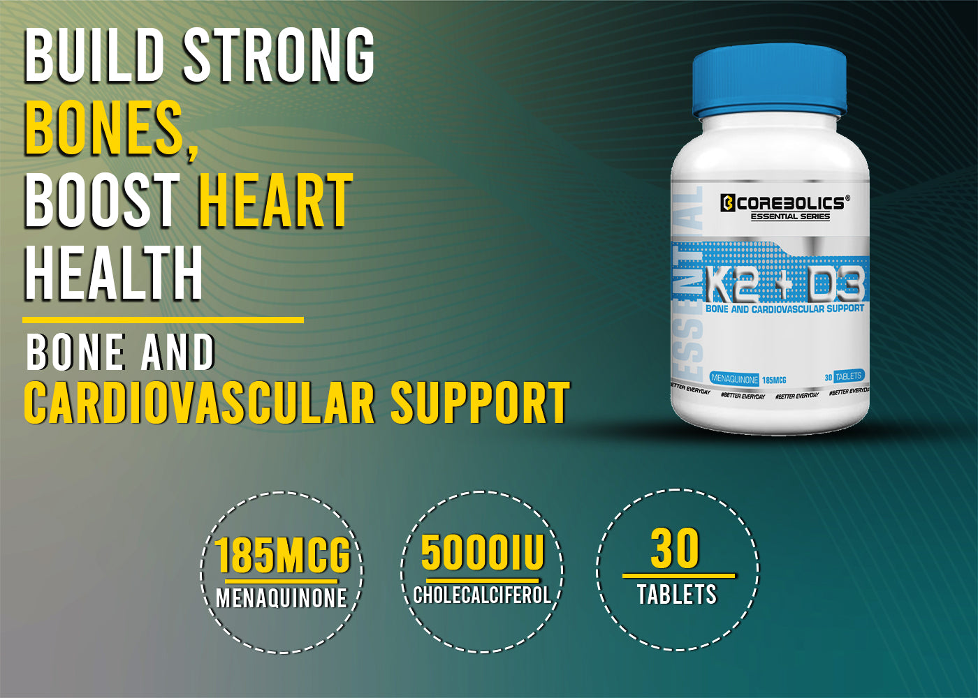 Corebolics K2+D3 (Bone And Cardiovascular Support)