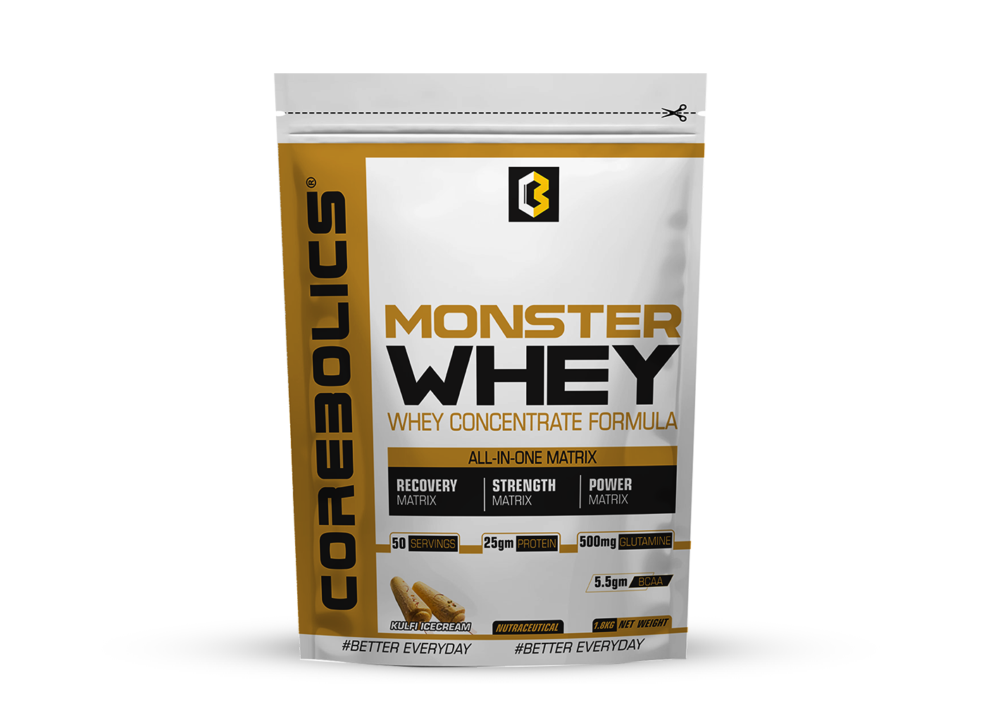 Corebolics Monster Whey - Whey Concentrate Formula 1.8 kg - (50 servings)