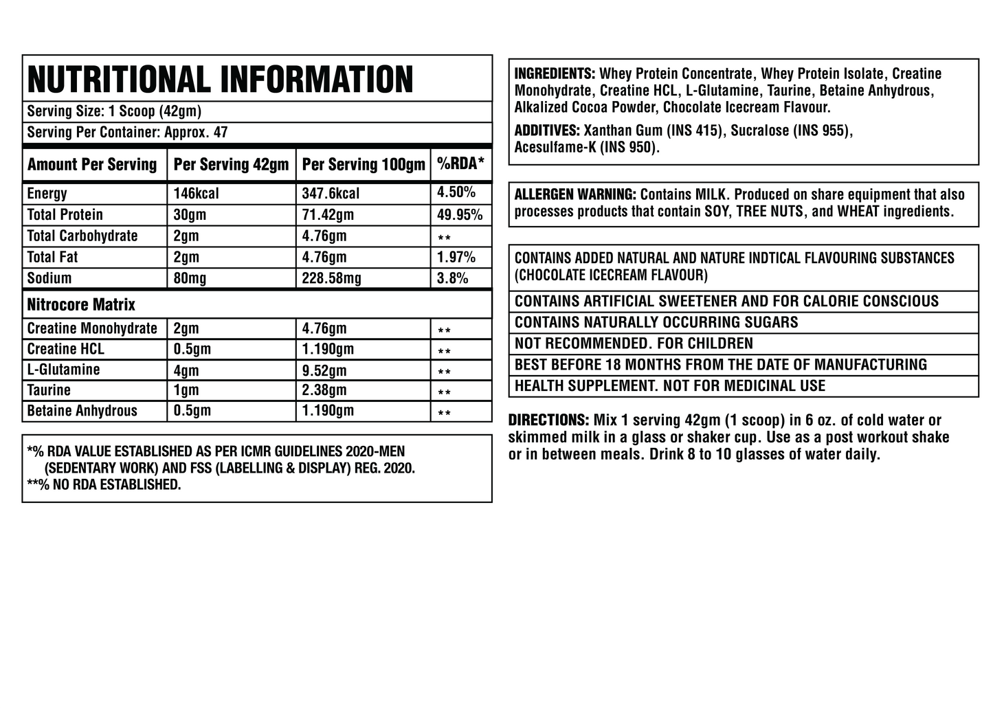 COREBOLICS NITROCORE WHEY PROTEIN ( 2 KG, 47 SERVINGS ) + Free Shaker