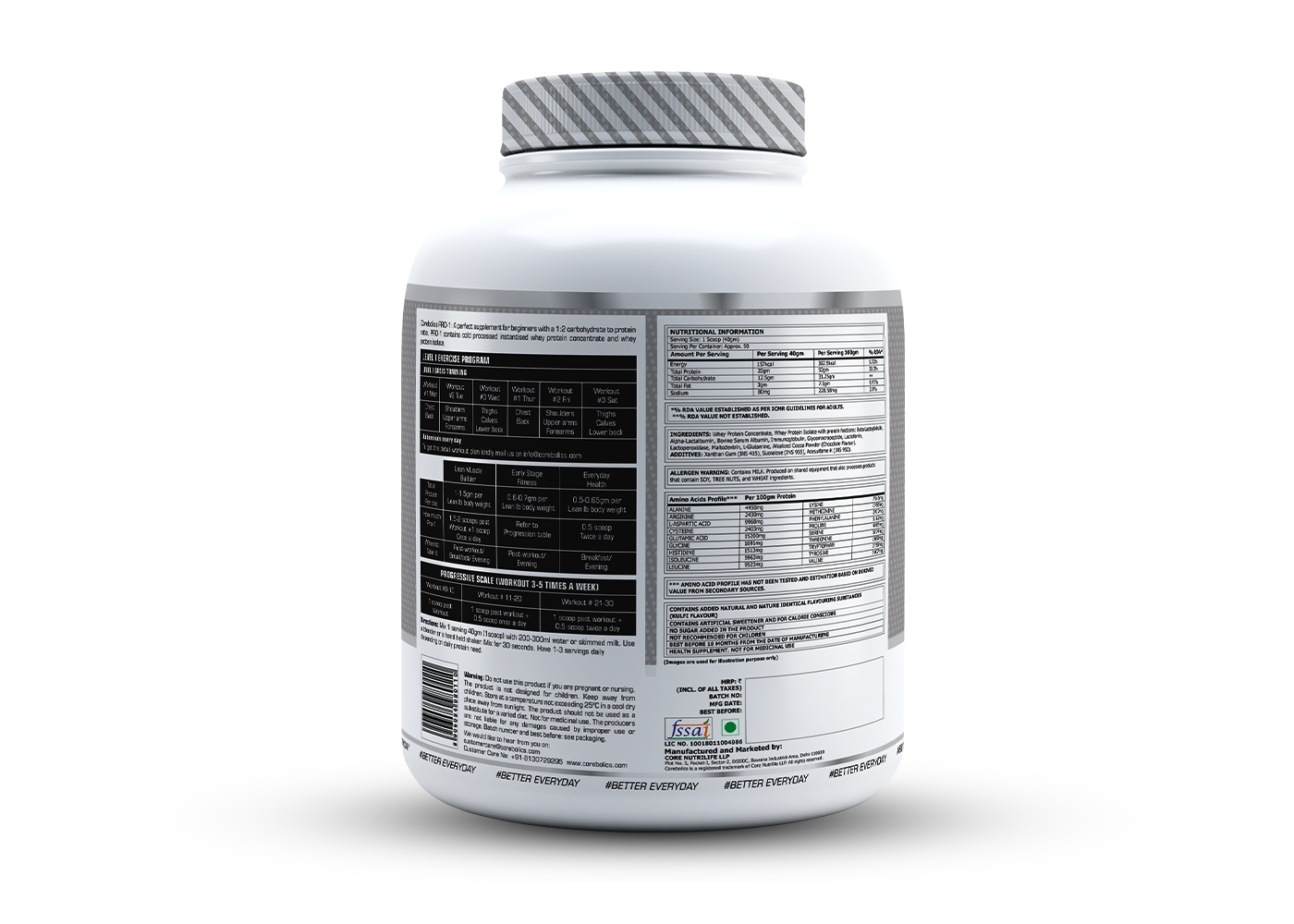 Corebolics Pro-1 Whey Protein ( 2 kg, 50 Serving ) Free T- Shirt