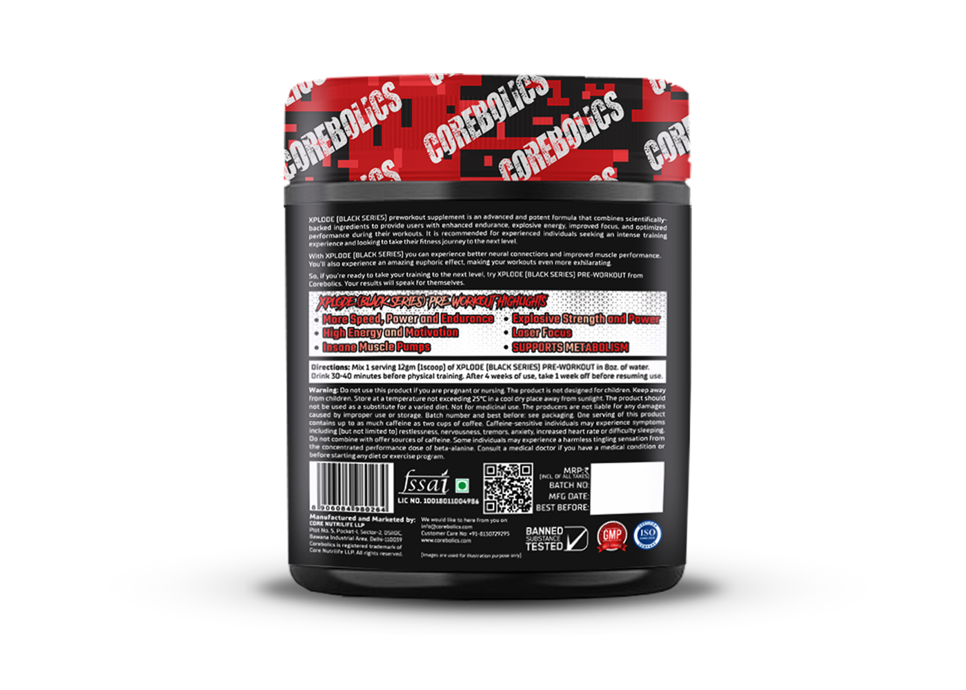 COREBOLICS XPLODE (BLACK SERIES) PRE WORKOUT (360 GM, 30 SERVINGS)