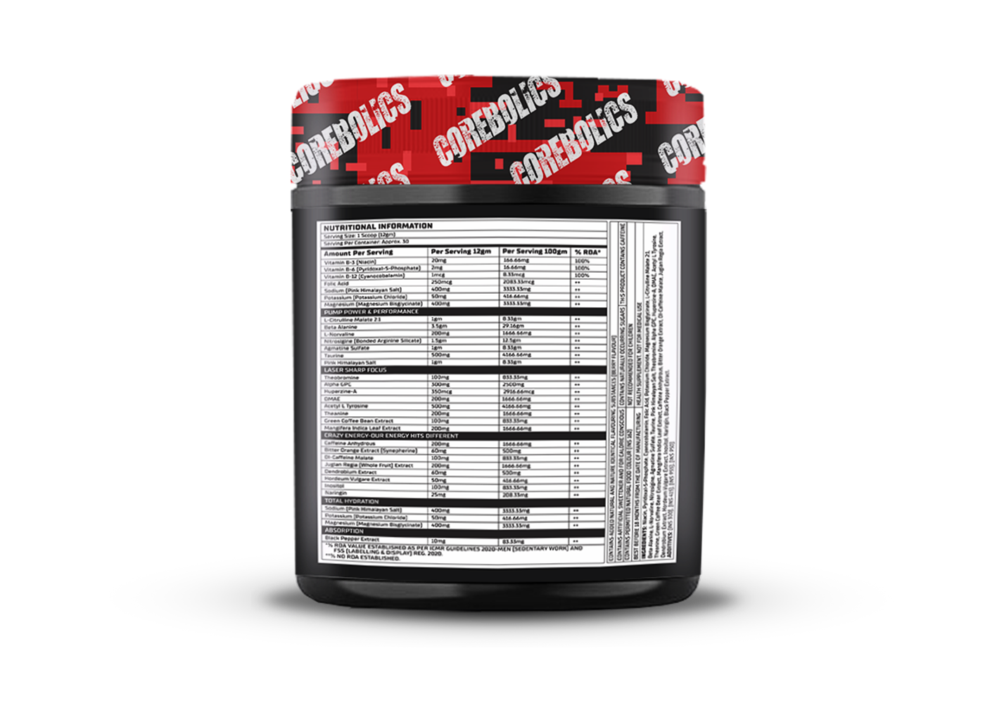 COREBOLICS XPLODE (BLACK SERIES) PRE WORKOUT (360 GM, 30 SERVINGS)