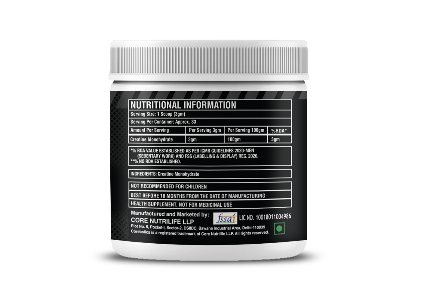 CREATINE MONOHYDRATE (100 GM, 33 SERVINGS)