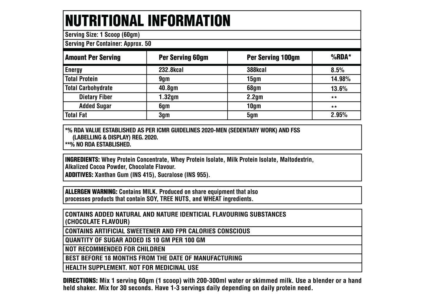Corebolics Weight Gainer Xtreme ( Chocolate, 3 kg, 50 Servings ) + Free T-Shirt