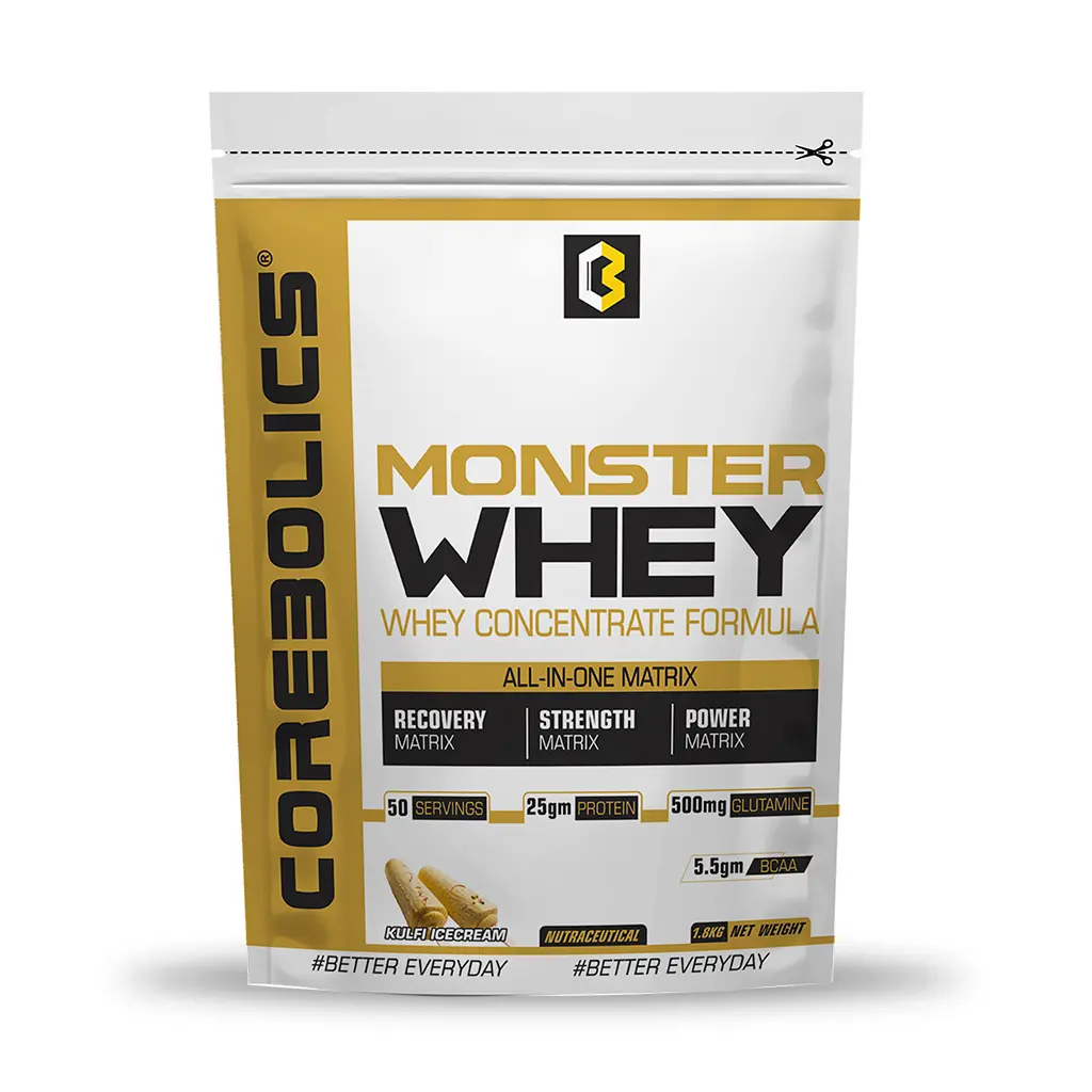 Corebolics Monster Whey - Whey Concentrate Formula 1.8 kg - (50 servings) + FREE SHAKER