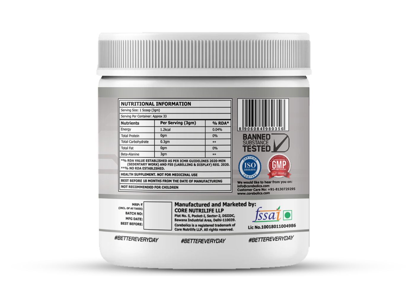 Corebolics Beta-Alanine (Improve Athletic Performance)