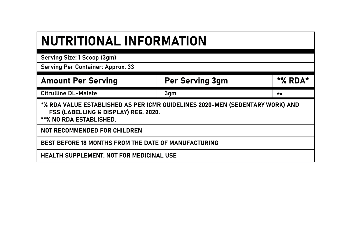 Corebolics L-Citrulline Dl-Malate