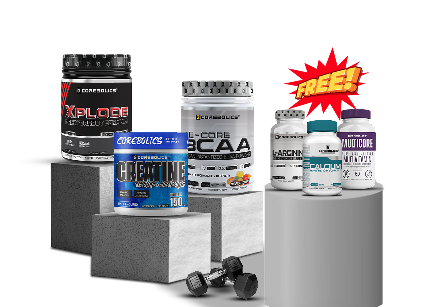Corebolics Muscle Building Supplements: Combo Deal + Free Products