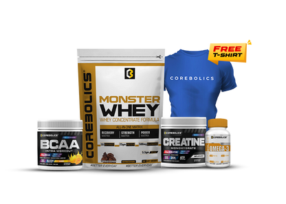 Corebolics Complete Muscle Stack | (4-in-1 Combo) + FREE T-Shirt