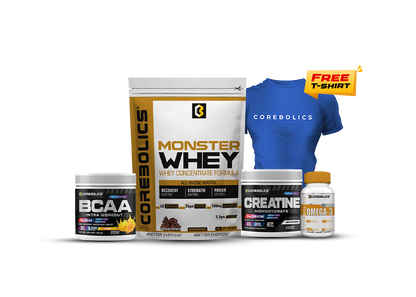 Corebolics Complete Muscle Stack | (4-in-1 Combo) + FREE T-Shirt