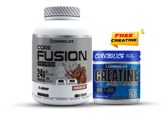 Corebolics Core Fusion Whey Protein  (1 kg, 28 Servings ) + 150g Creatine Free