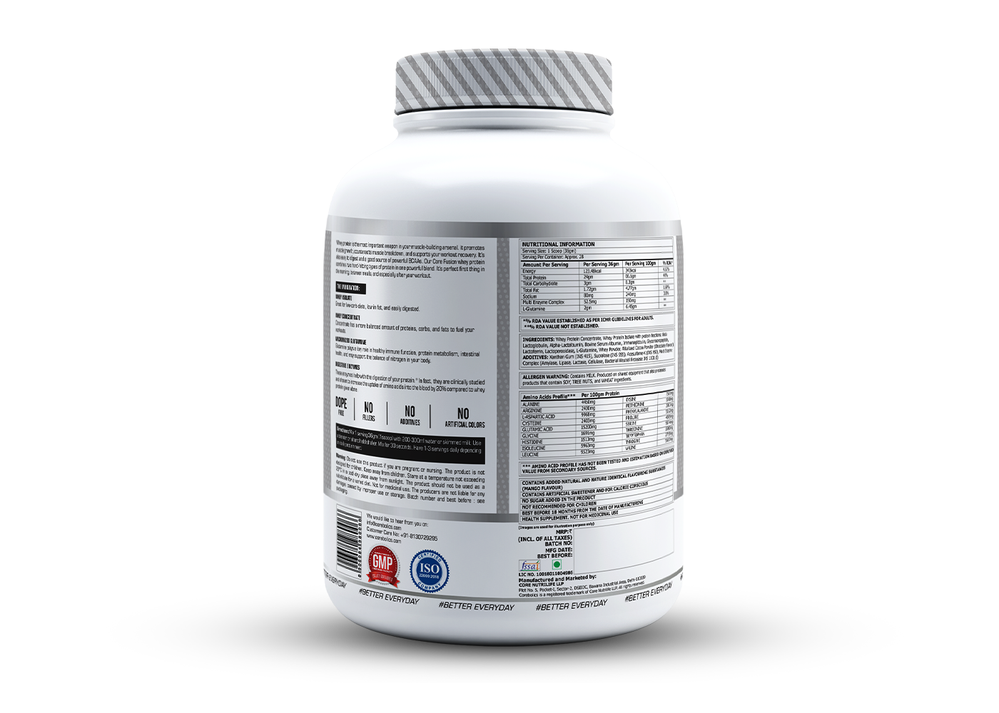Corebolics Core Fusion Whey Protein  (1 kg, 28 Servings ) + 150g Creatine Free