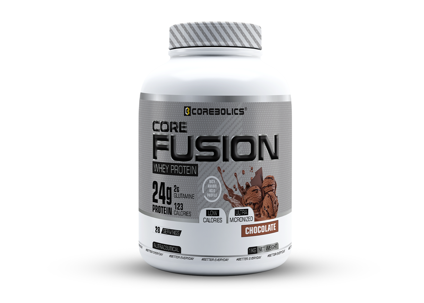 Corebolics Core Fusion Whey Protein  (1 kg, 28 Servings ) + 150g Creatine Free