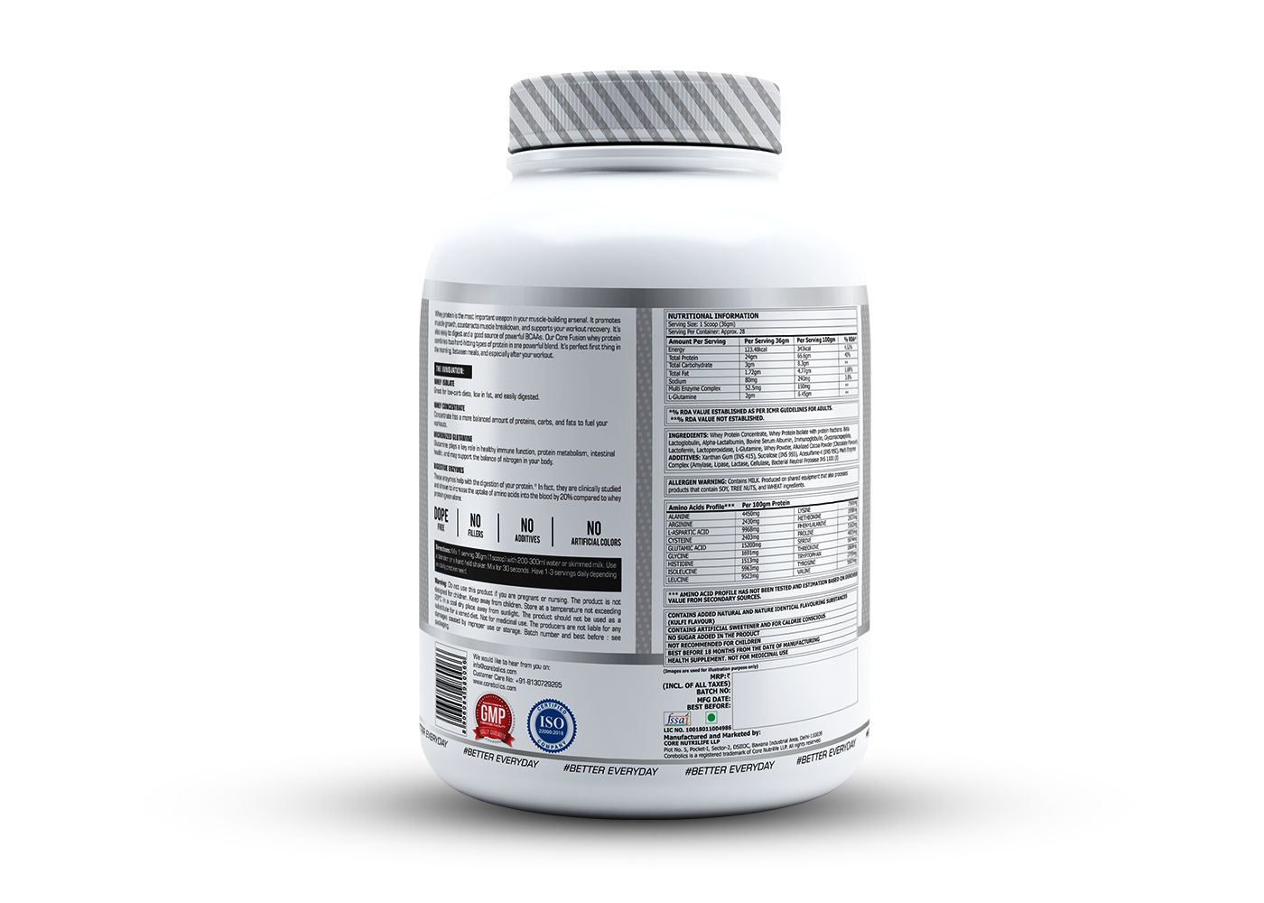 Corebolics Core Fusion Whey Protein  (1 kg, 28 Servings ) + 150g Creatine Free