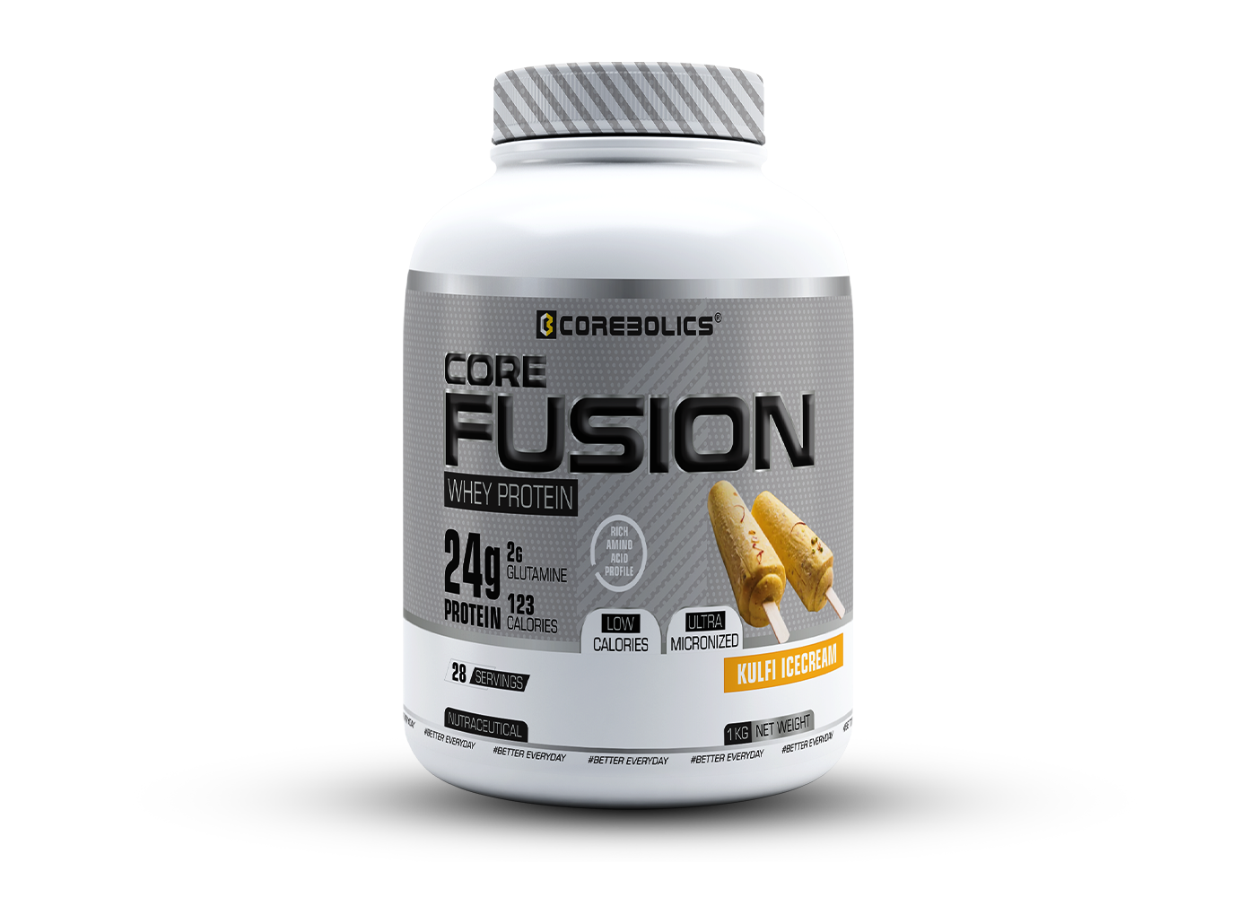 Corebolics Core Fusion Whey Protein  (1 kg, 28 Servings ) + 150g Creatine Free
