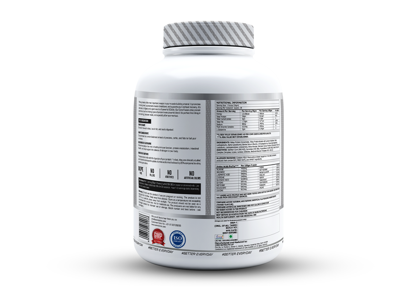 Corebolics Core Fusion Whey Protein  (1 kg, 28 Servings ) + 150g Creatine Free