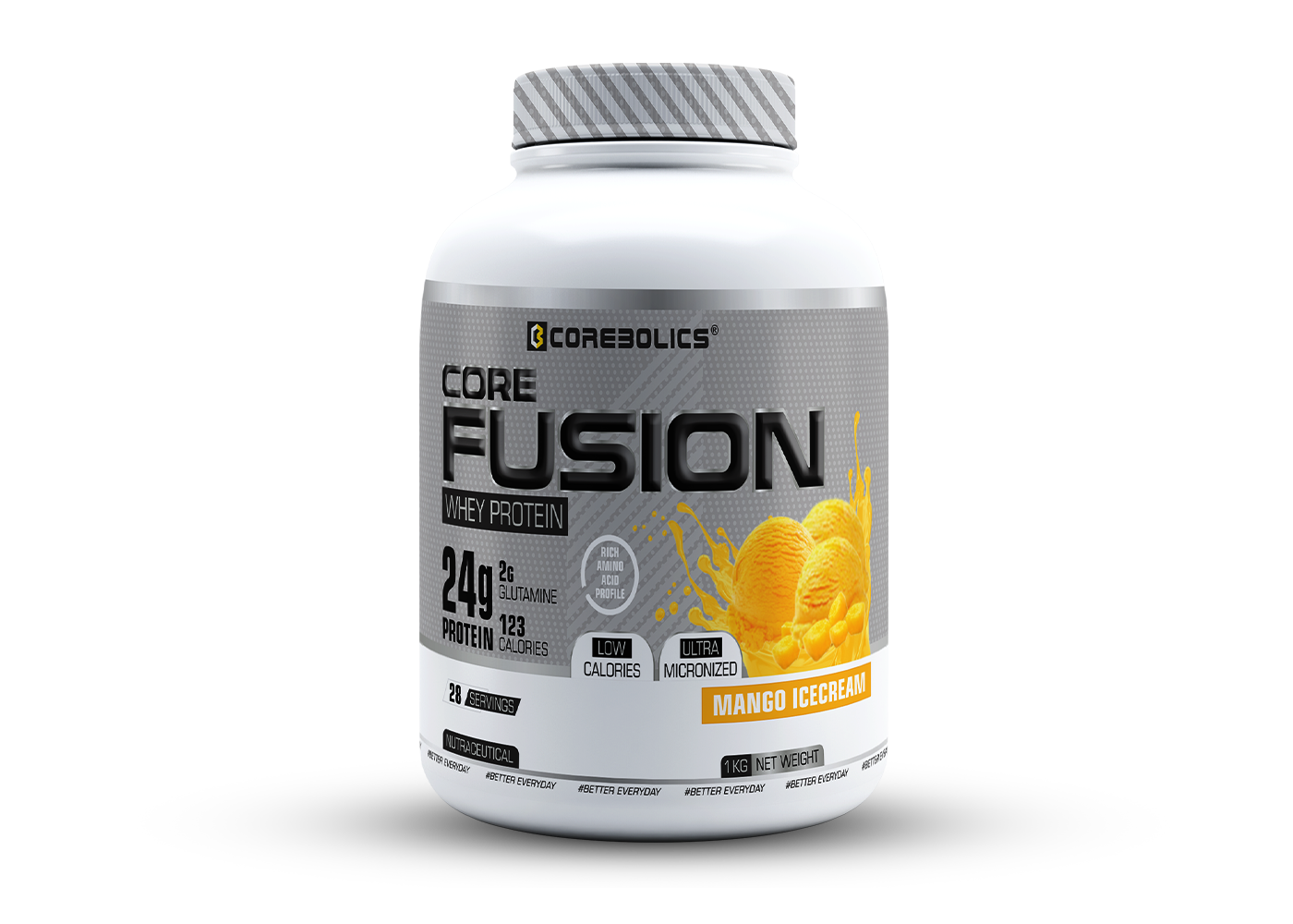 Corebolics Core Fusion Whey Protein  (1 kg, 28 Servings ) + 150g Creatine Free
