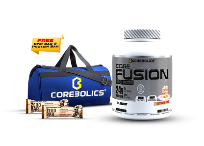 COREBOLICS CORE FUSION WHEY PROTEIN ( 2KG , 55 SERVINGS ) FREE GYM BAG & PROTEIN BAR