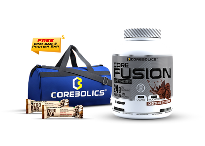 COREBOLICS CORE FUSION WHEY PROTEIN ( 2KG , 55 SERVINGS ) FREE GYM BAG & PROTEIN BAR