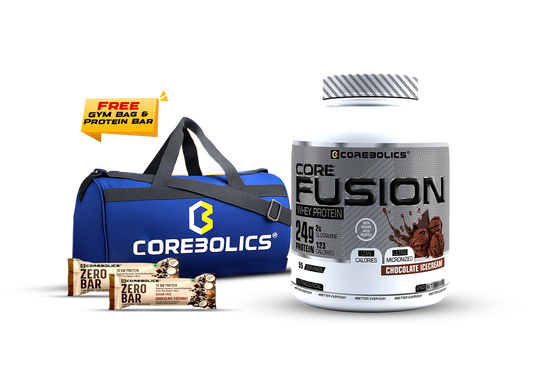 COREBOLICS CORE FUSION WHEY PROTEIN ( 2KG , 55 SERVINGS ) FREE GYM BAG & PROTEIN BAR