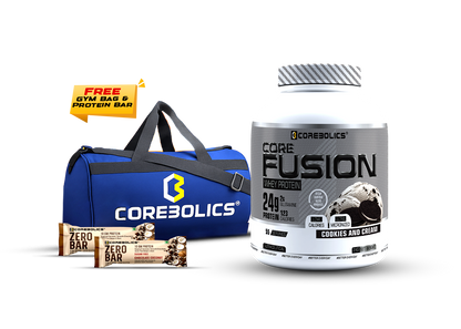 COREBOLICS CORE FUSION WHEY PROTEIN ( 2KG , 55 SERVINGS ) FREE GYM BAG & PROTEIN BAR