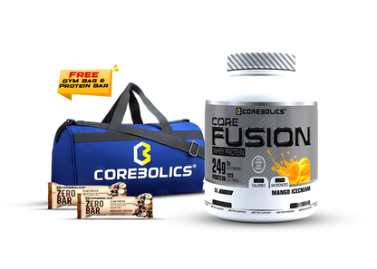 COREBOLICS CORE FUSION WHEY PROTEIN ( 2KG , 55 SERVINGS ) FREE GYM BAG & PROTEIN BAR