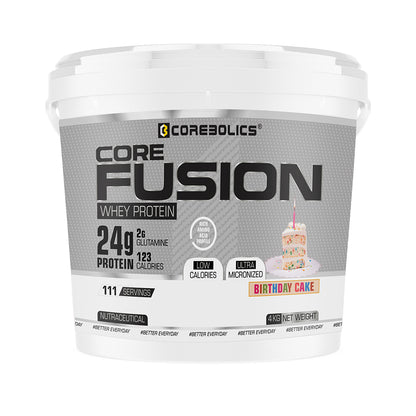 Corebolics Core Fusion Whey Protein (4 kg , 111 Servings) + FREE GYM BAG, SHAKER and T-Shirt
