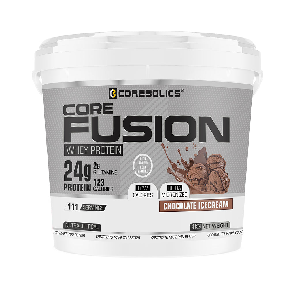 Corebolics Core Fusion Whey Protein (4 kg , 111 Servings) + FREE GYM BAG, SHAKER and T-Shirt