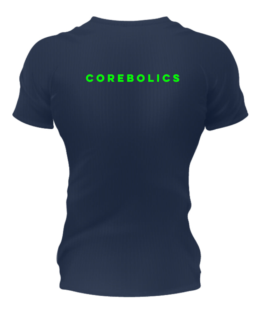 Corebolics Half Sleeve Gym T-Shirt Navy Blue (Neon)