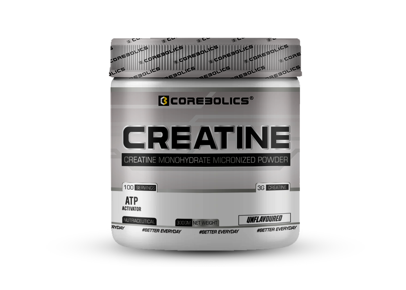 Corebolics Creatine Monohydrate Micronized Powder(Unflavored, 300 gm, 100 Servings)