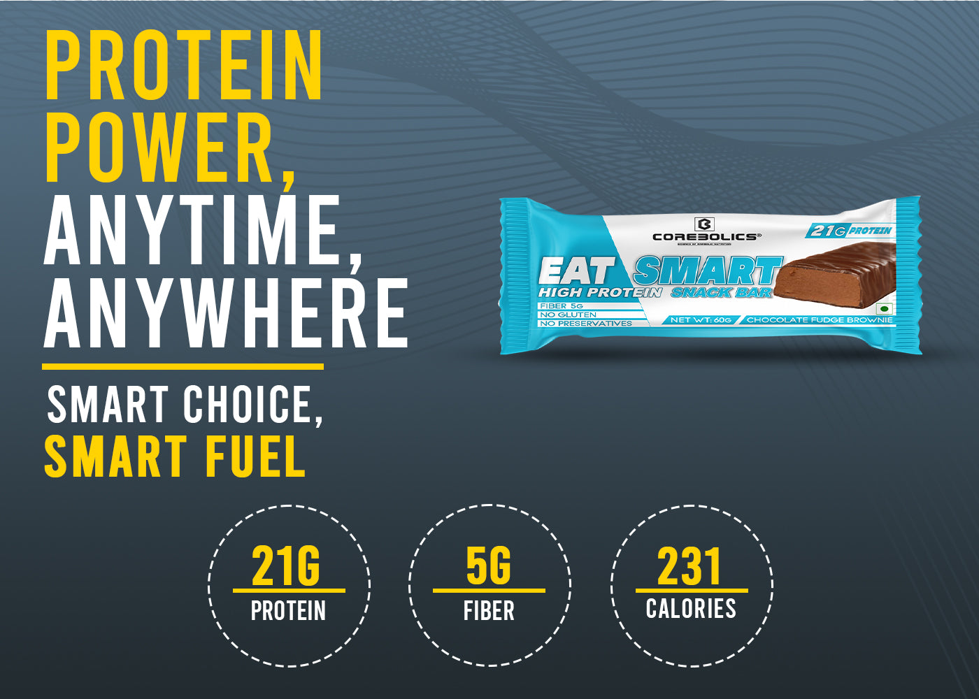Corebolics  Eat Smart High-Protein Snack Bars (21 gm Protein, 6 Bars)