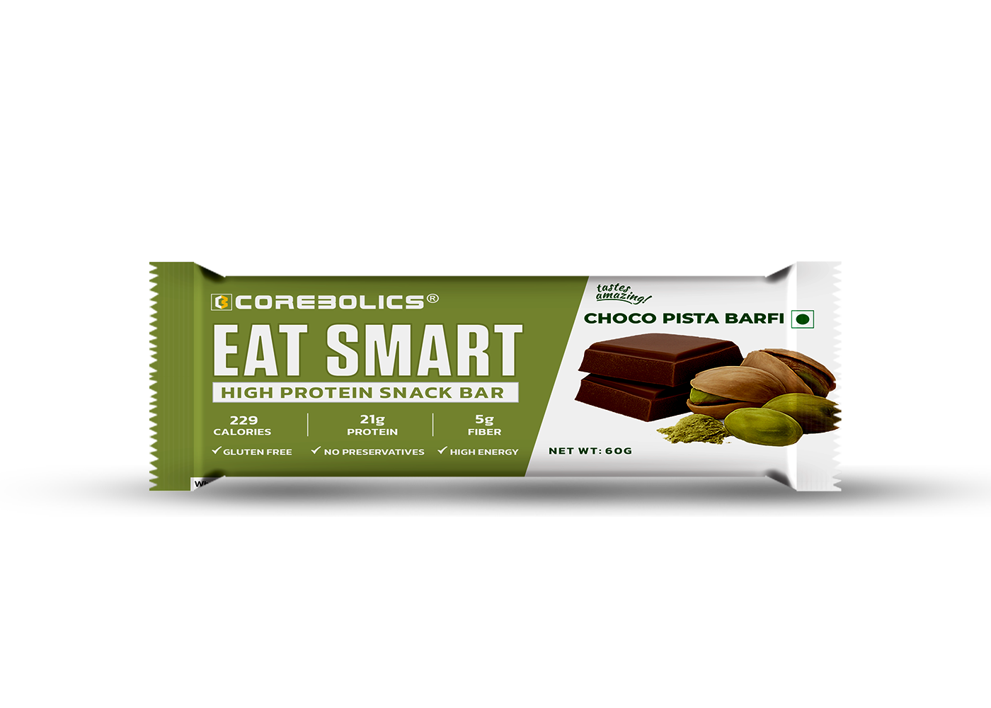 corebolics eat smart chocol pista barfi 